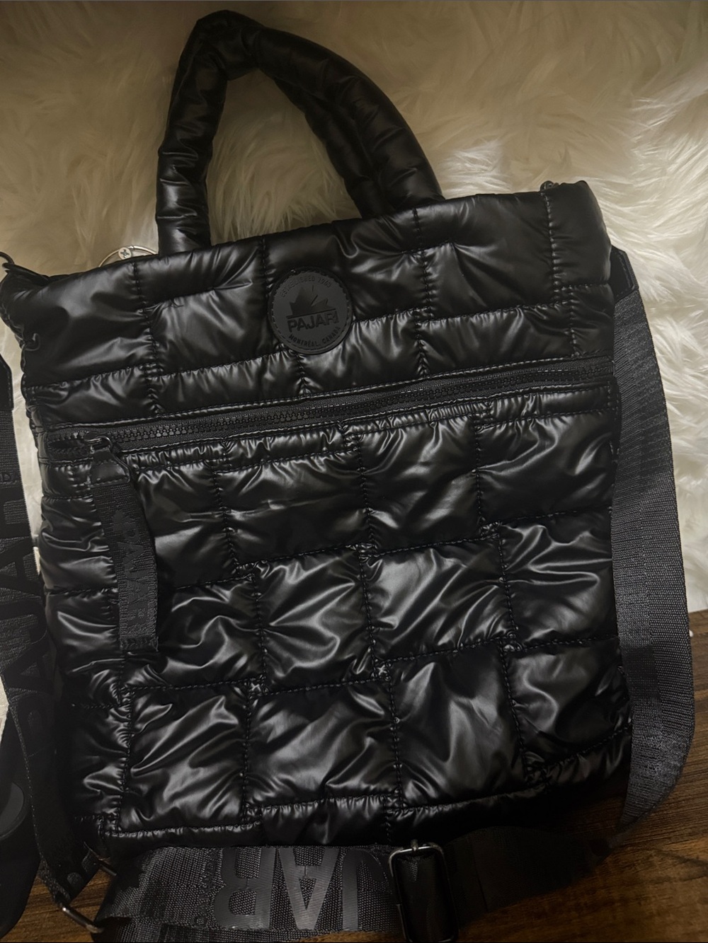 Pajar Black Quilted Shoulder Bag with Removable Strap
